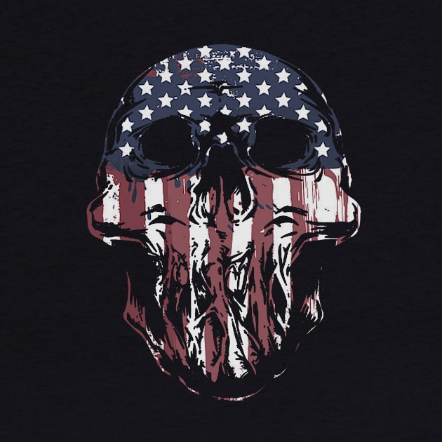 Painted American Flag Skull by Sneek661